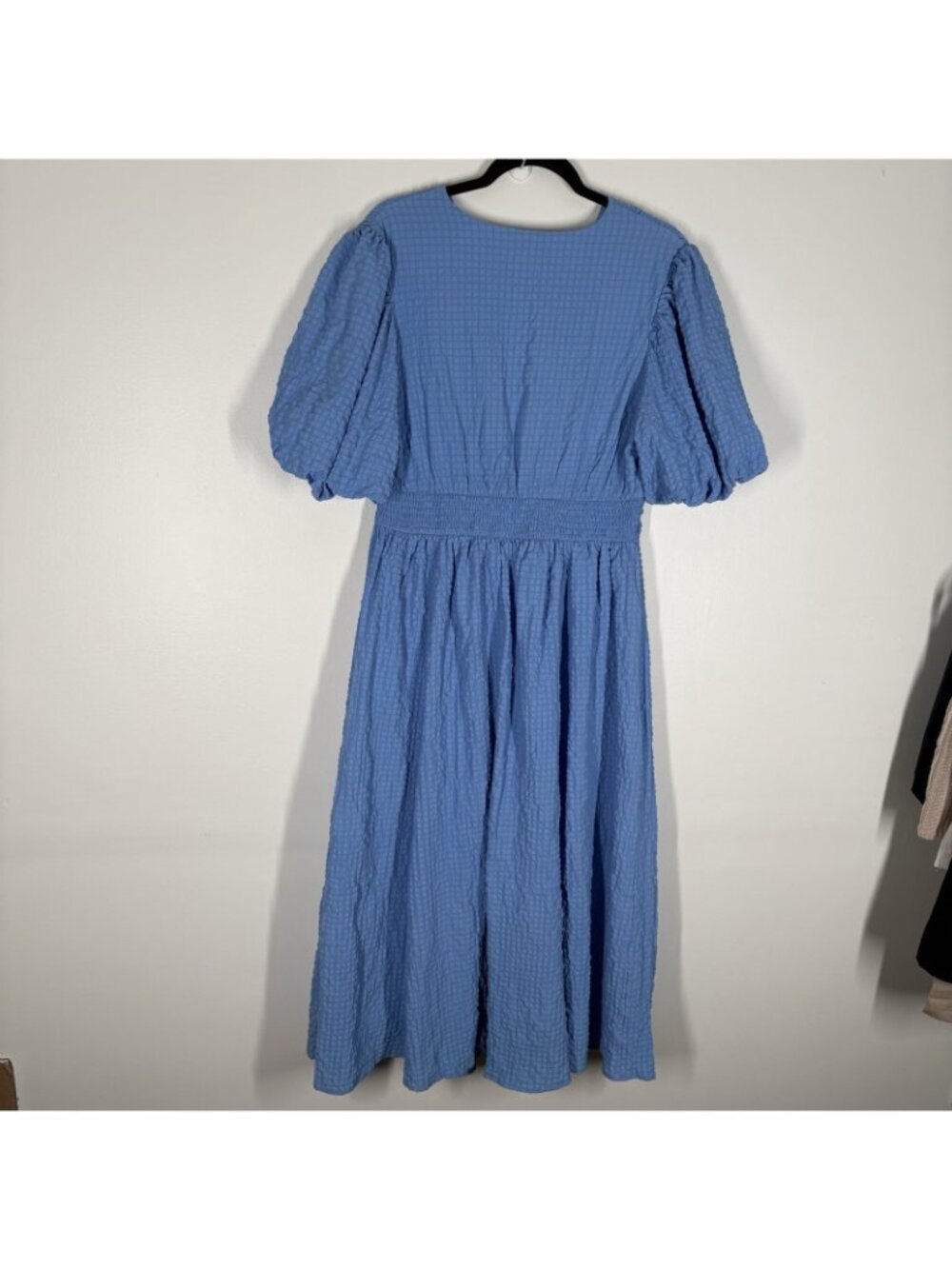 Abercrombie & Fitch Women LP French Blue Tie-Front Textured Maxi Dress NWOT - Picture 15 of 16